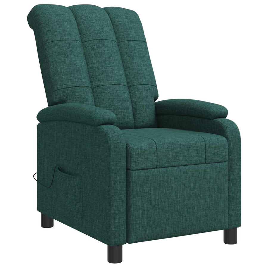 Massage Recliner Donkergroen Stof