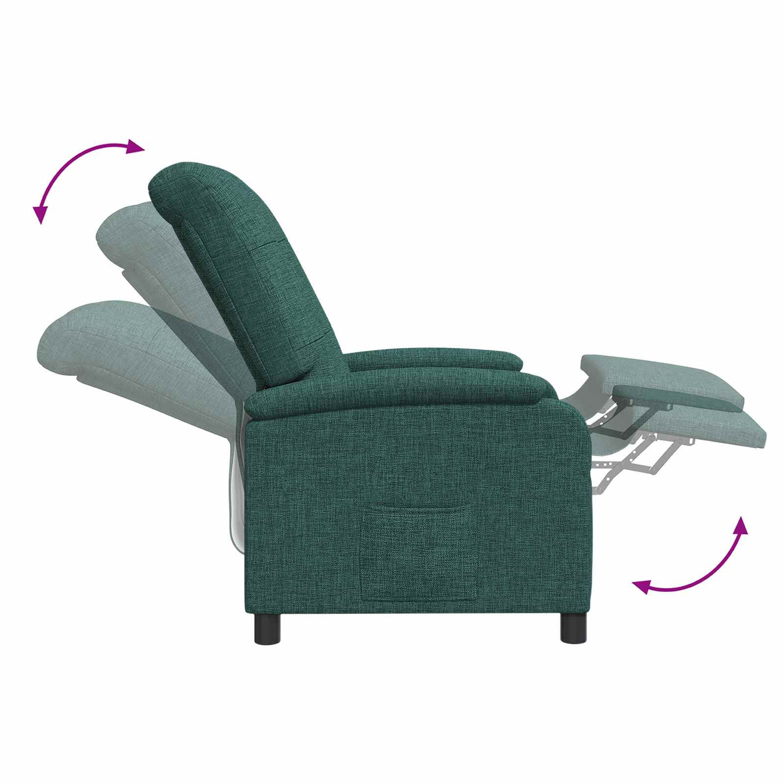 Massage Recliner Donkergroen Stof