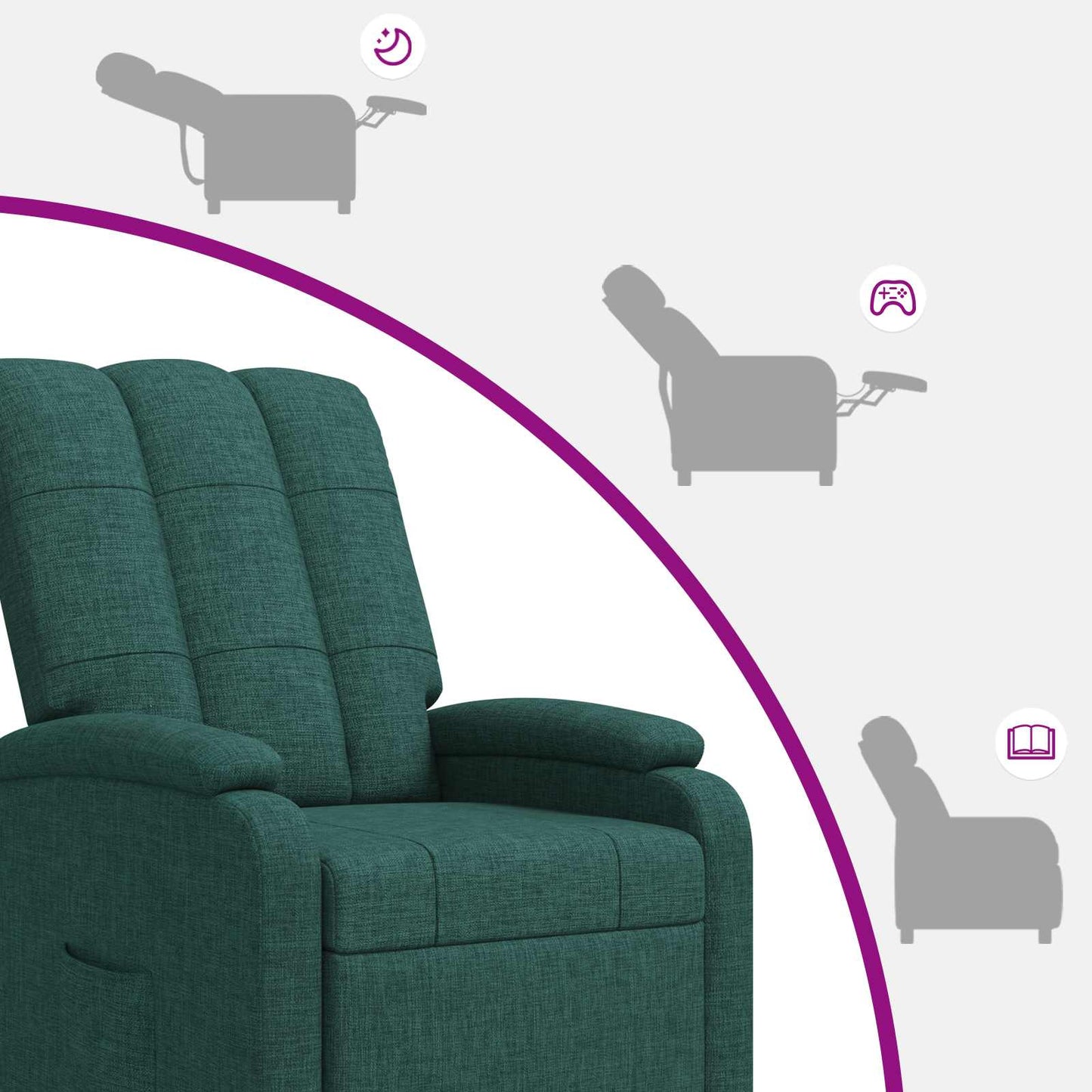 Massage Recliner Donkergroen Stof
