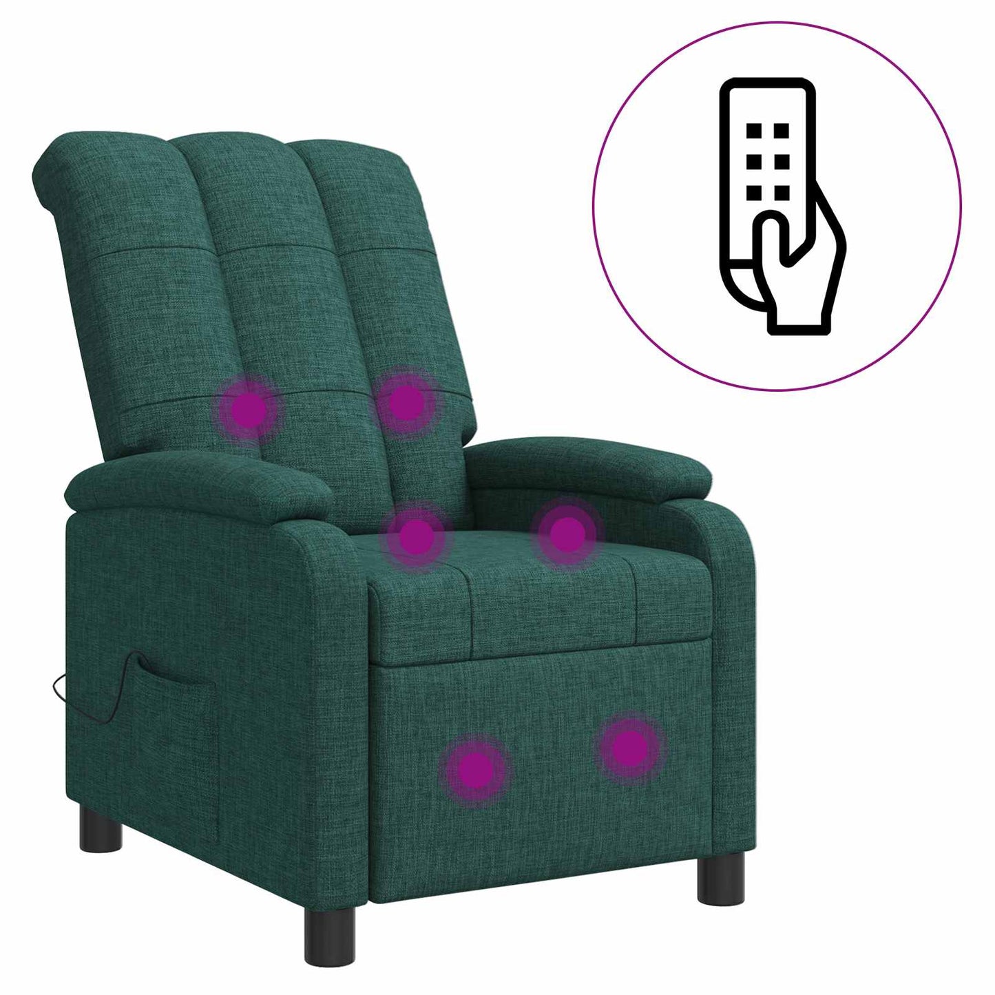 Massage Recliner Donkergroen Stof