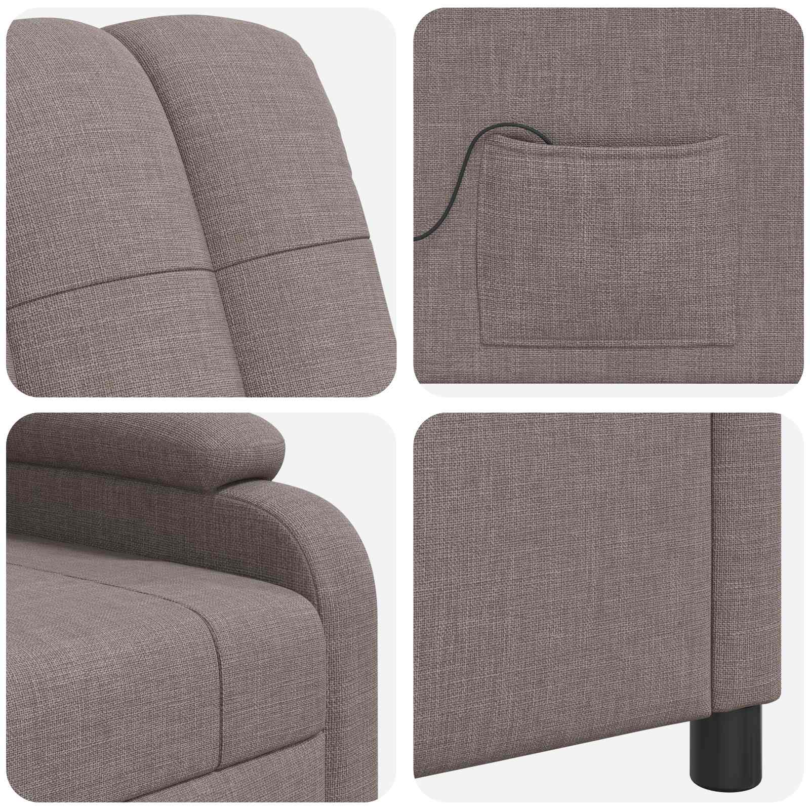 Massage Recliner Taupe Stof