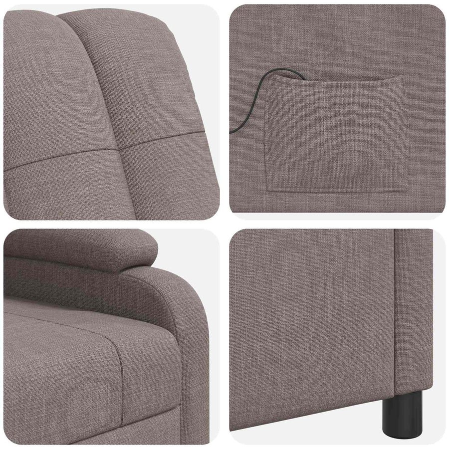 Massage Recliner Taupe Stof