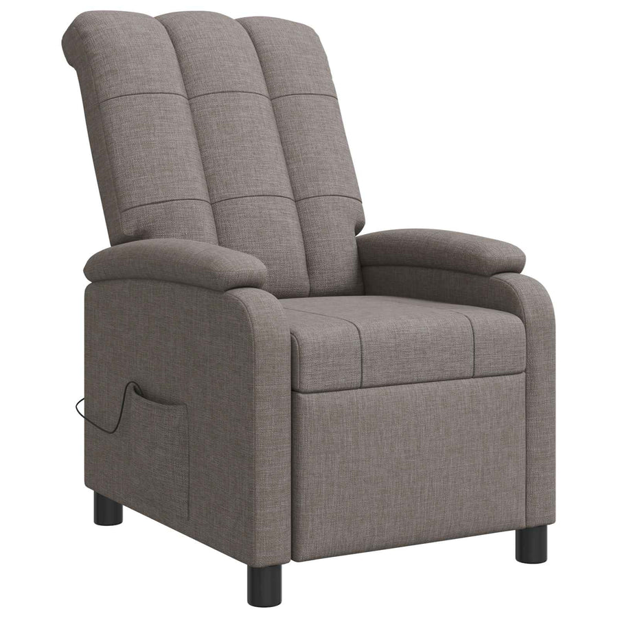 Massage Recliner Taupe Stof