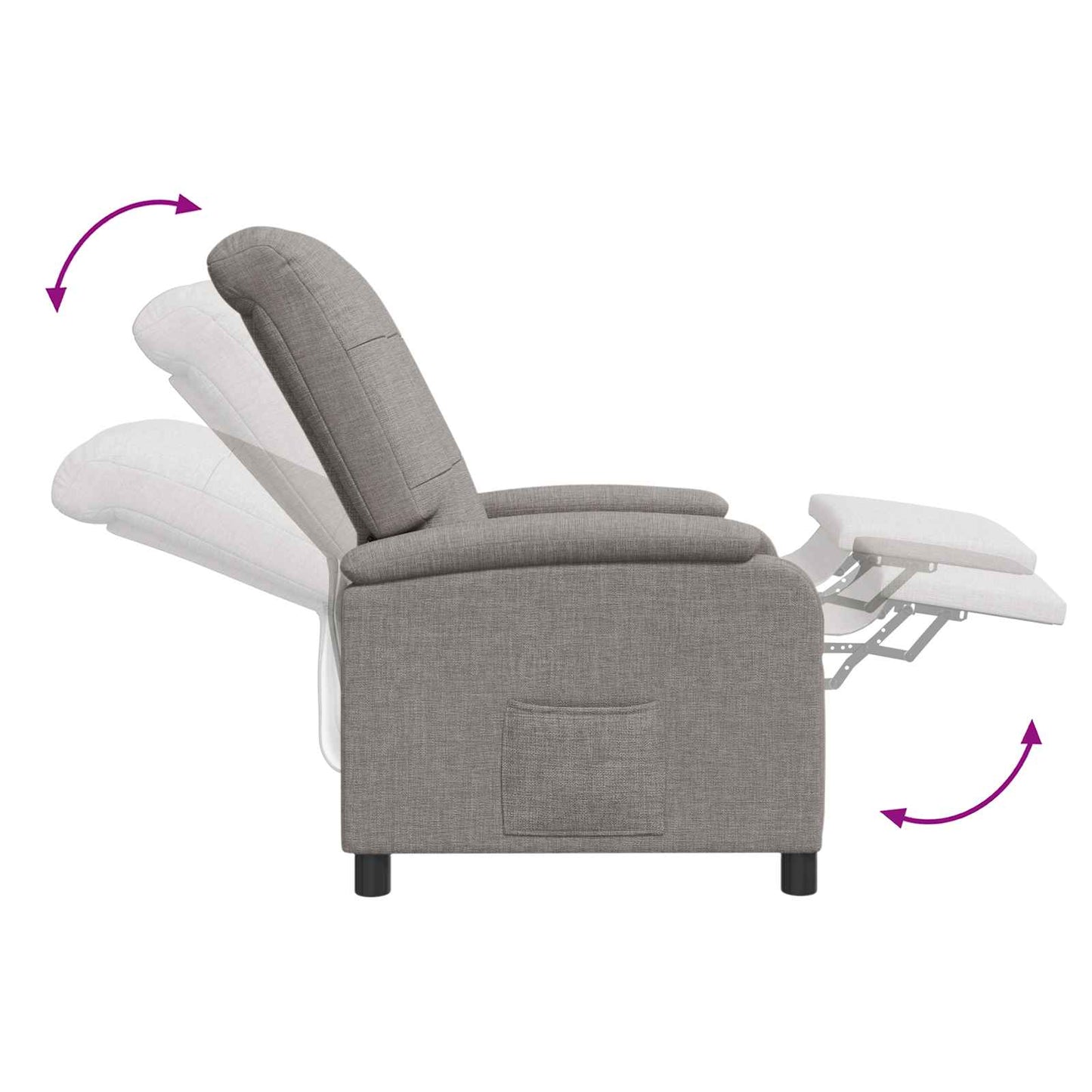 Massage Recliner Taupe Stof