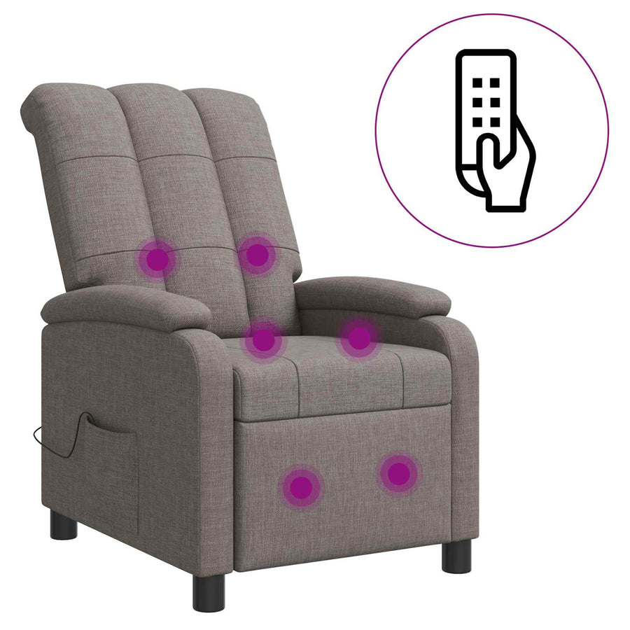 Massage Recliner Taupe Stof