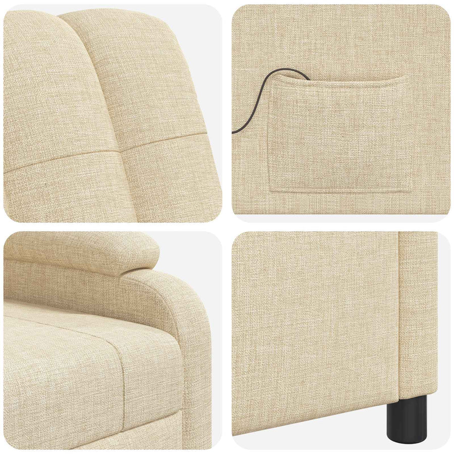 Massage Recliner Crèmekleurig Stof