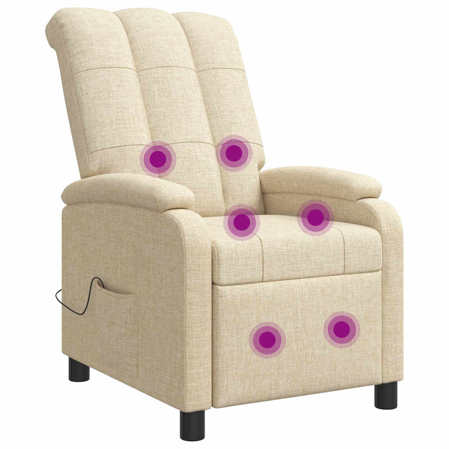 Massage Recliner Crèmekleurig Stof