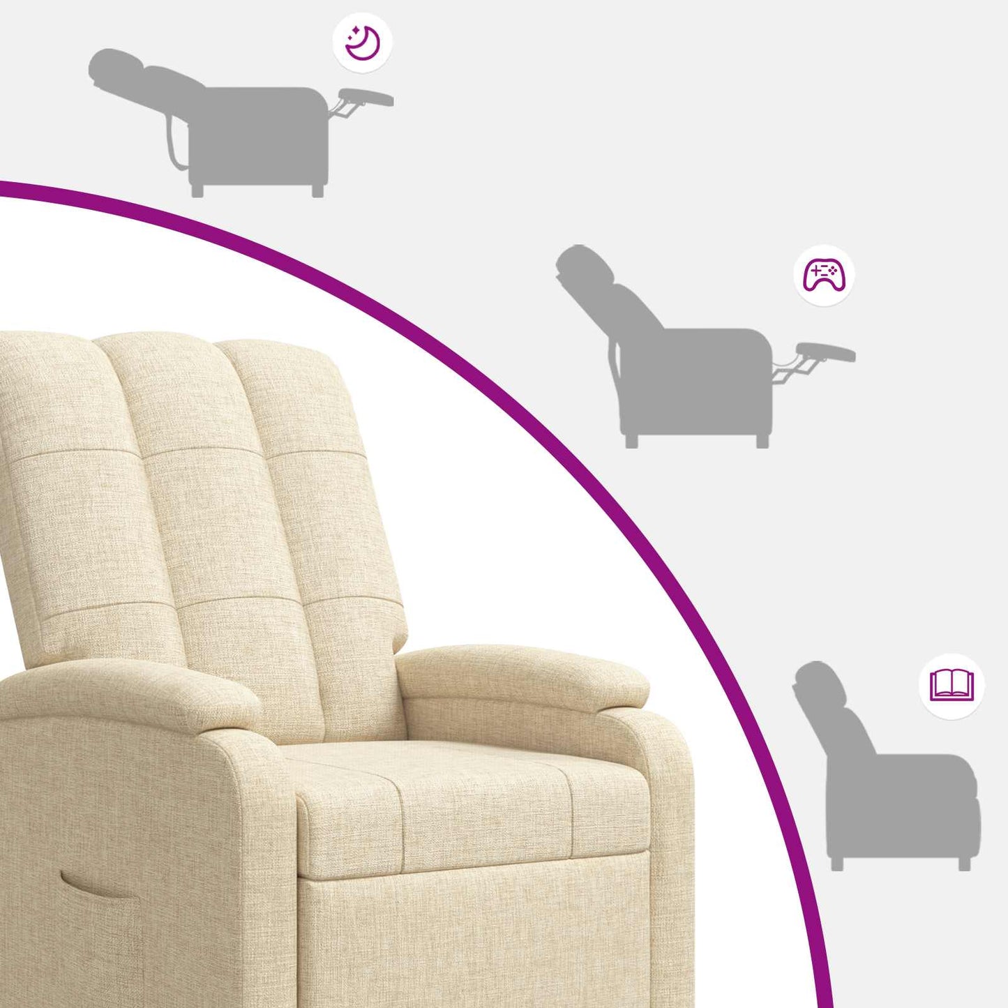 Massage Recliner Crèmekleurig Stof