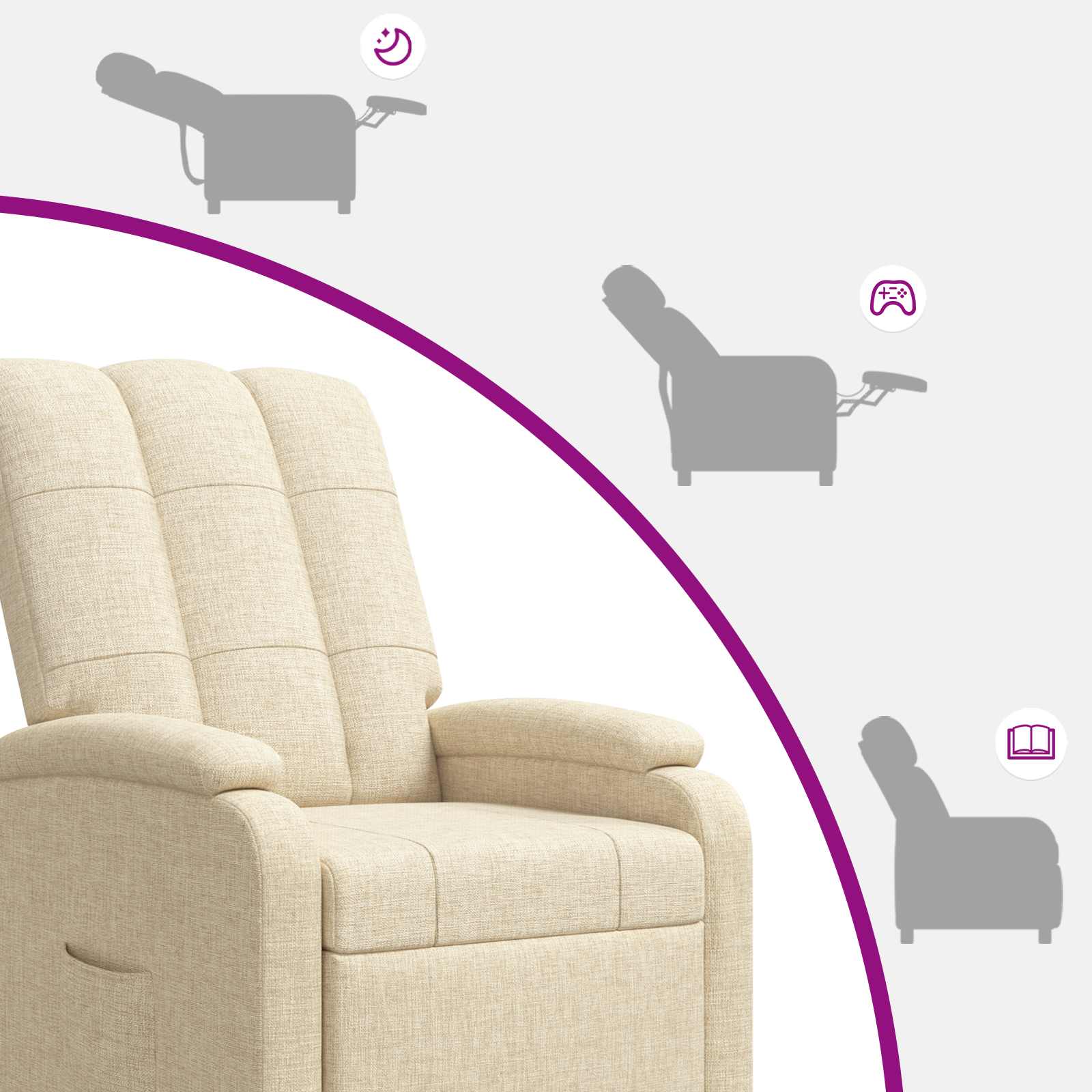Massage Recliner Crèmekleurig Stof