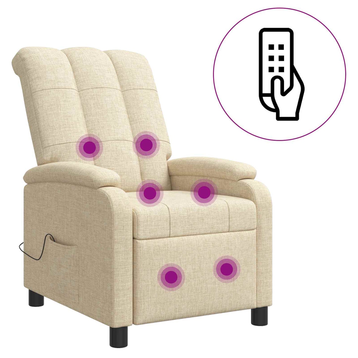 Massage Recliner Crèmekleurig Stof