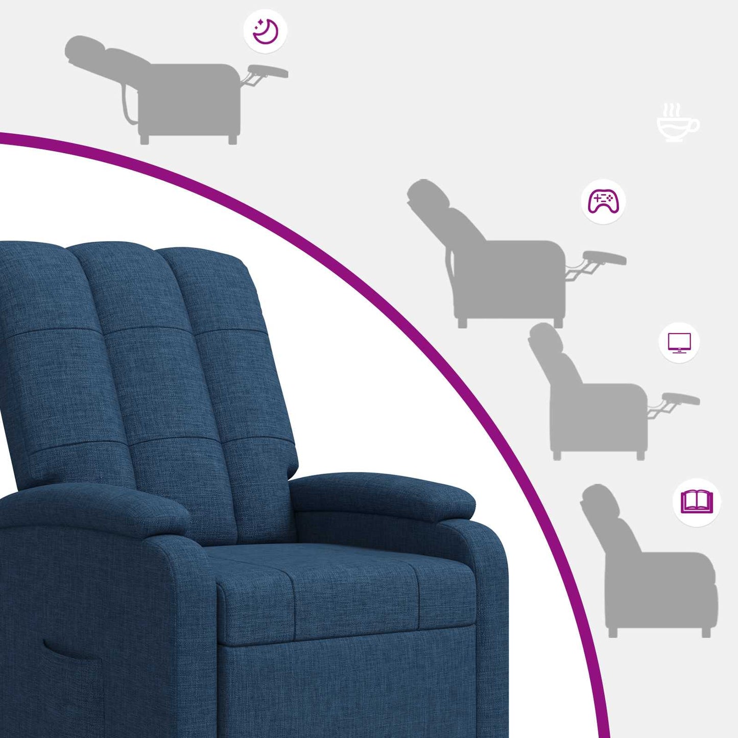 Massage Recliner Blauw Stof