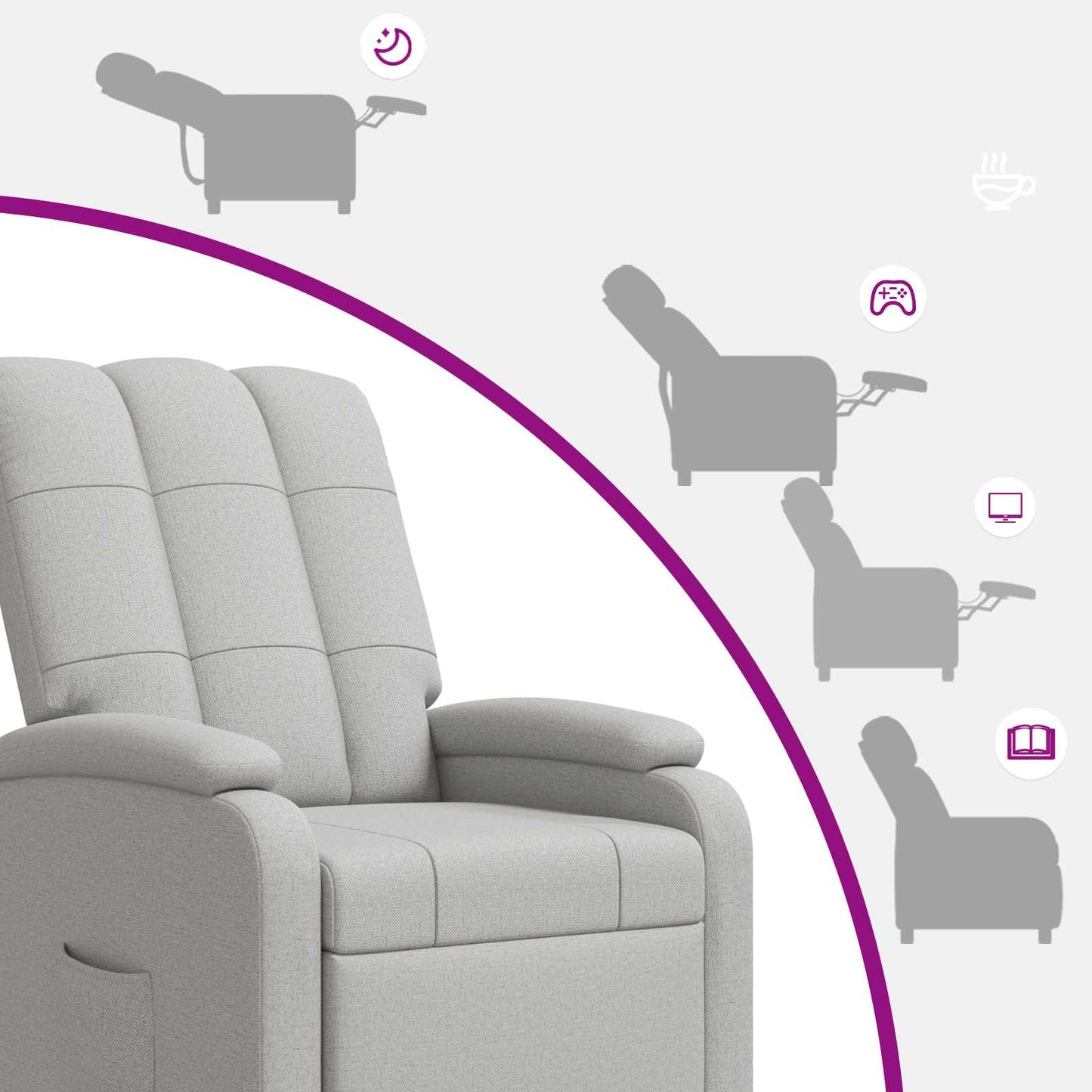 Massage Recliner Wolkengrijs Stof Wolkengrijze stof