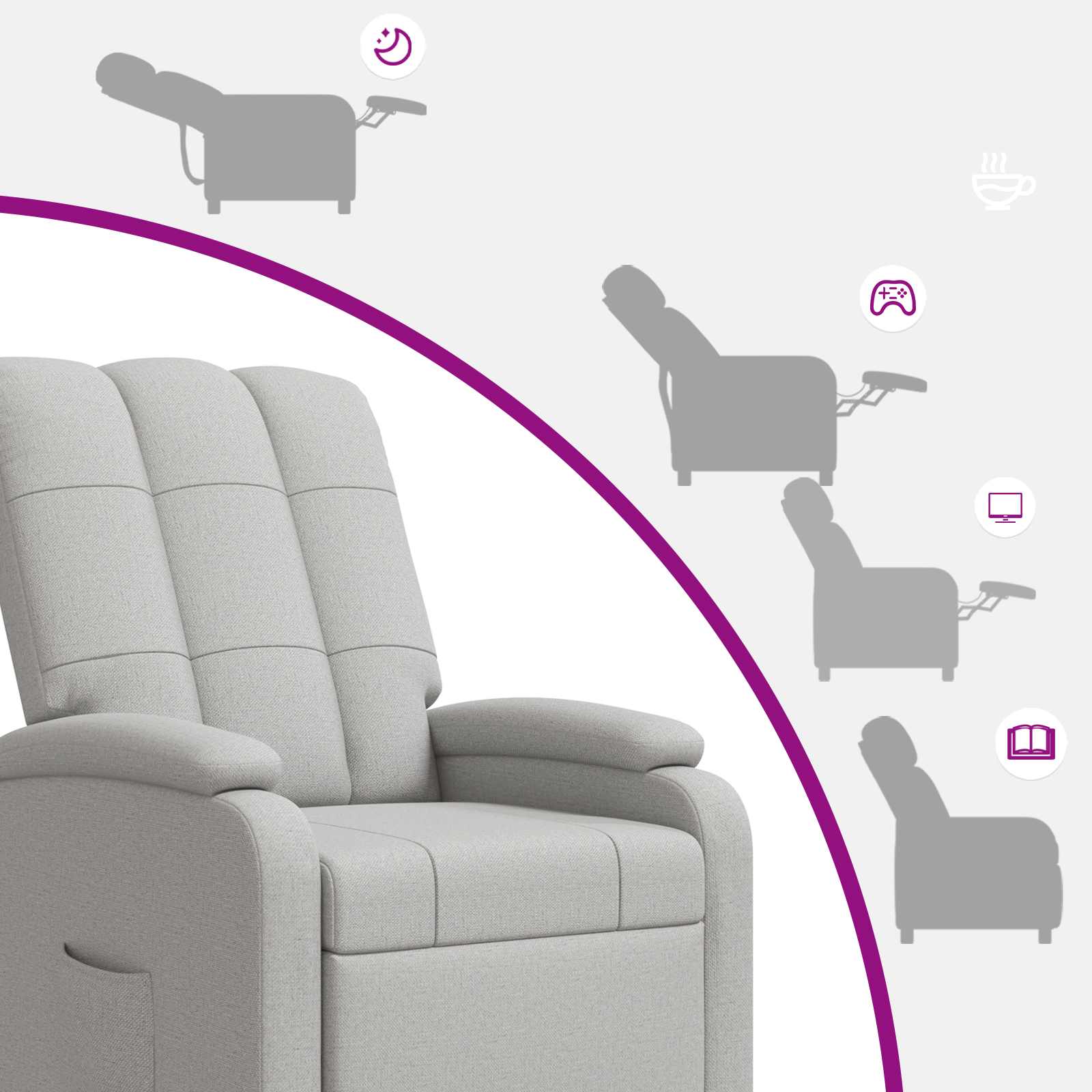 Massage Recliner Wolkengrijs Stof Wolkengrijze stof