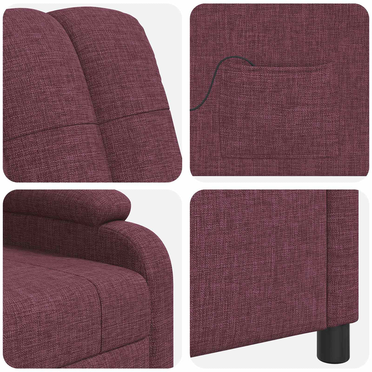 Massage Recliner Paars Stof