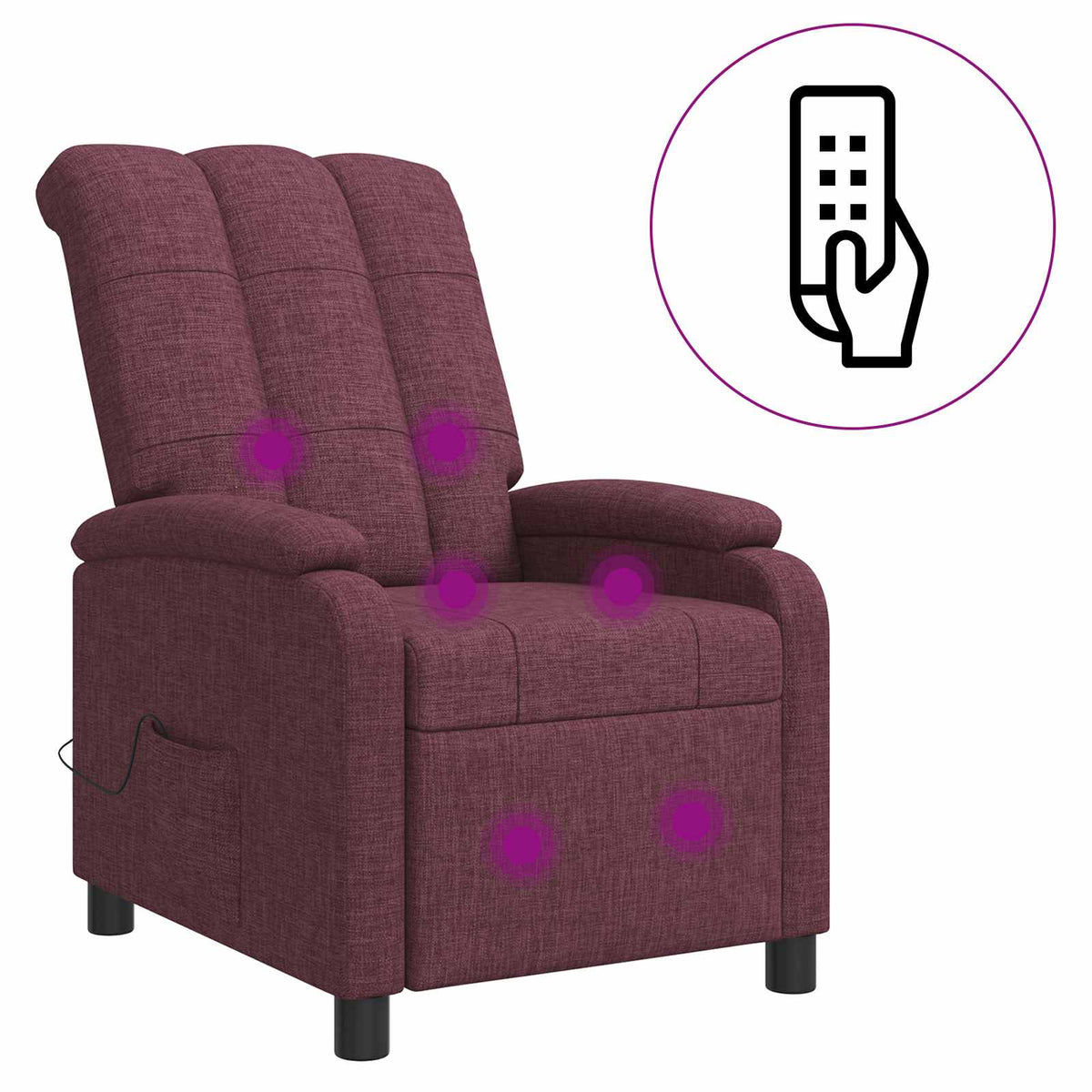 Massage Recliner Paars Stof