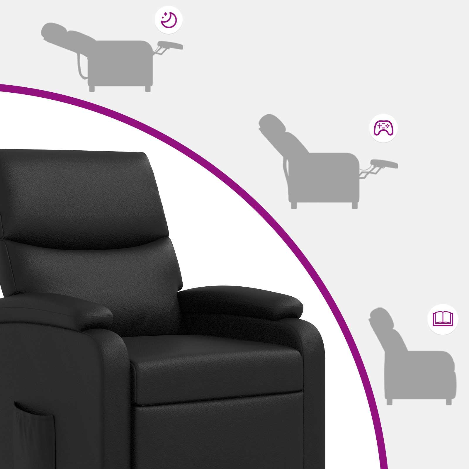 Relaxfauteuil Zwart Kunstleer