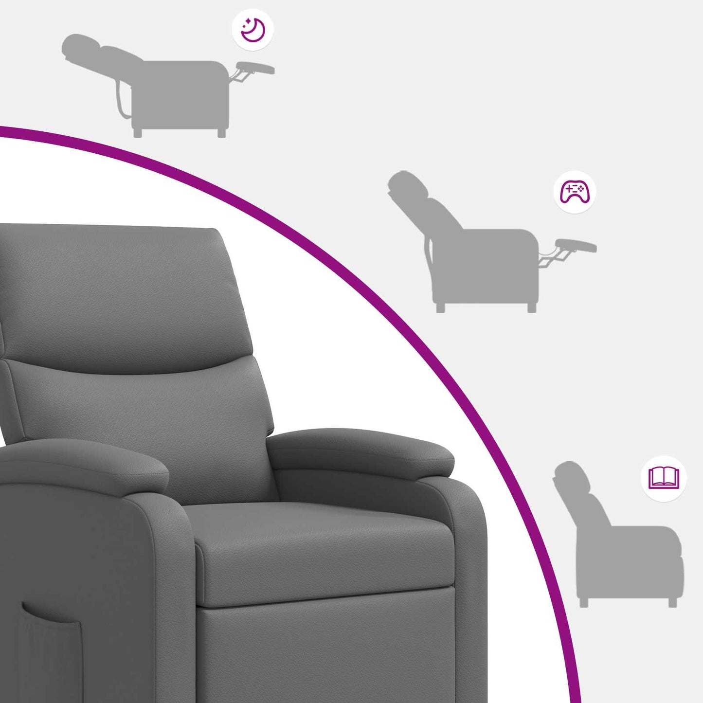 Relaxfauteuil Grijs Kunstleer