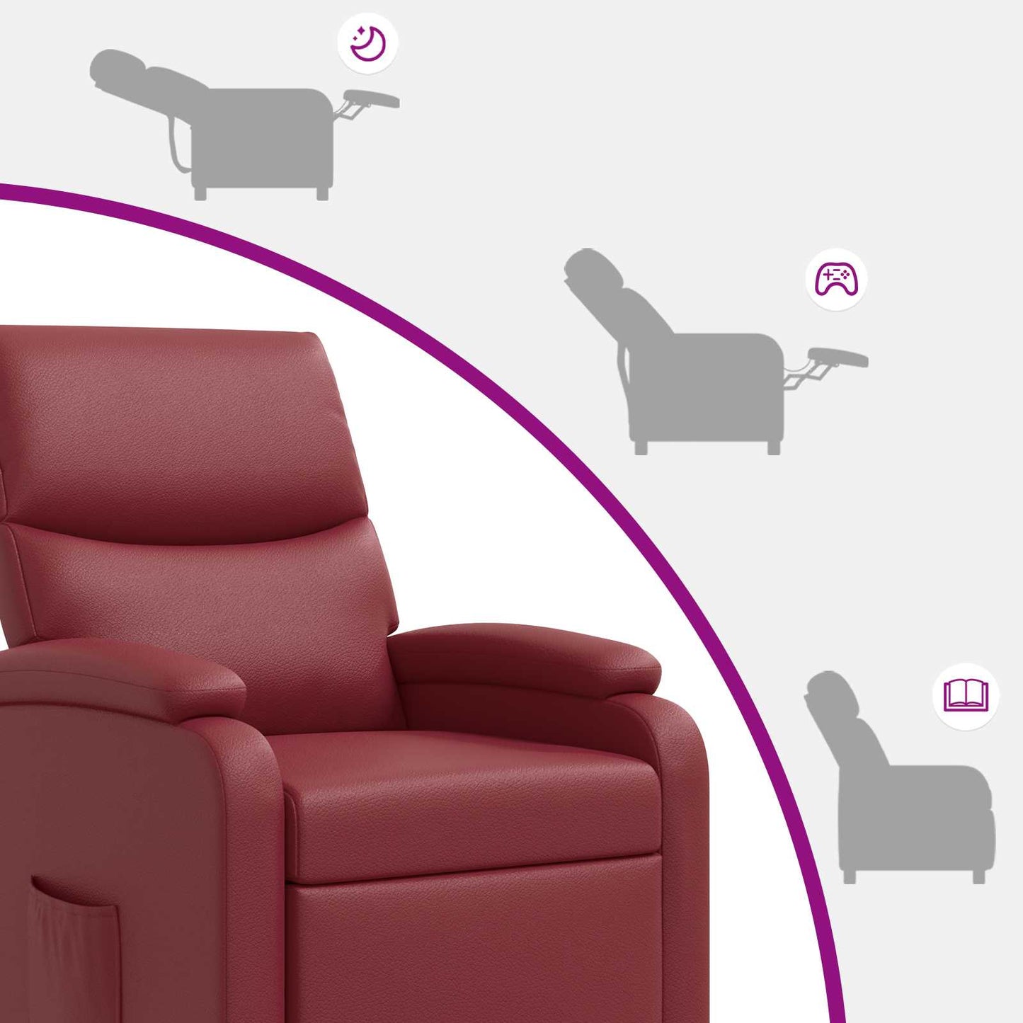 Relaxfauteuil Wijnrood Kunstleer