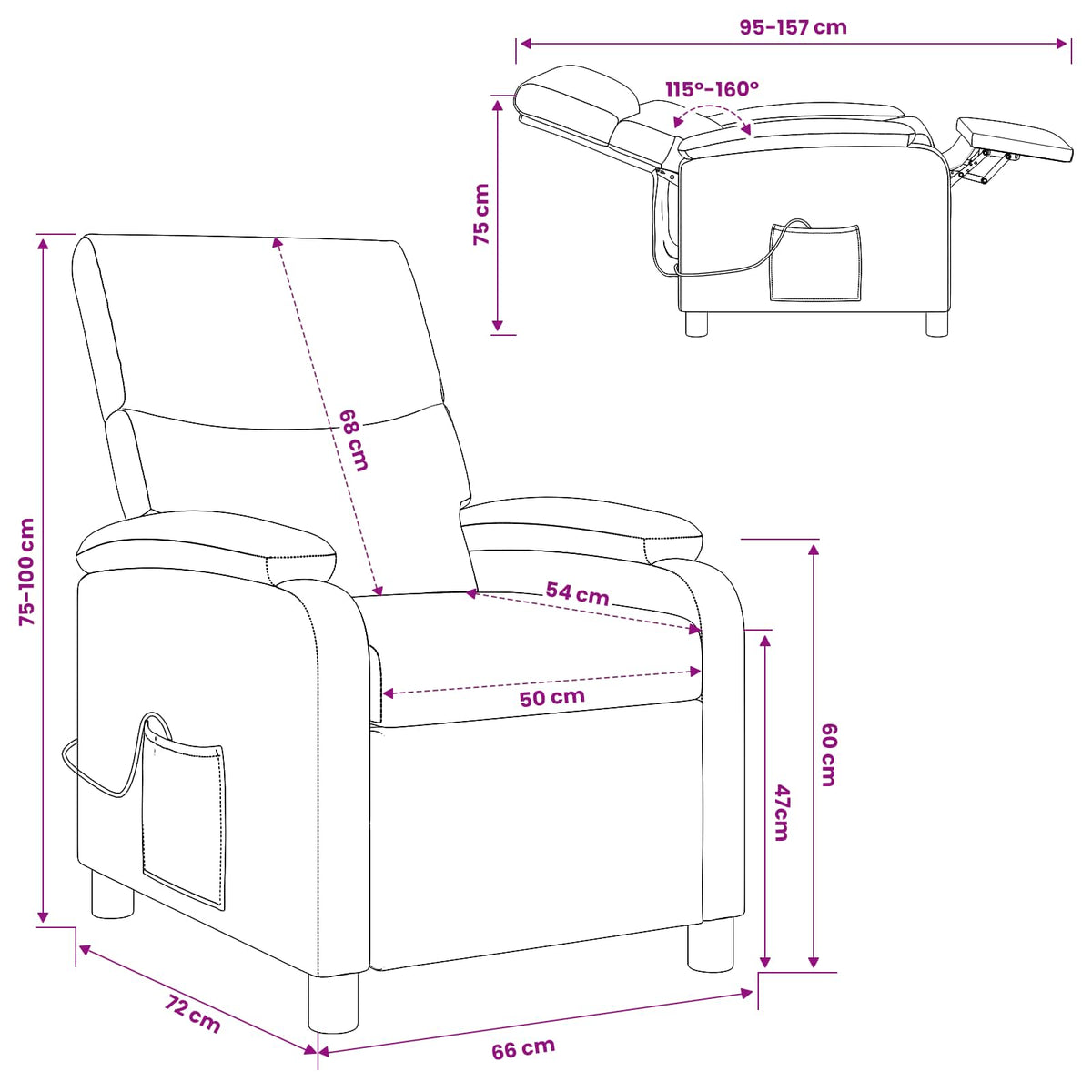 Massage Recliner Zwart Kunstleer