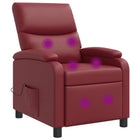 Relaxfauteuil wijnrood kunstleer massage