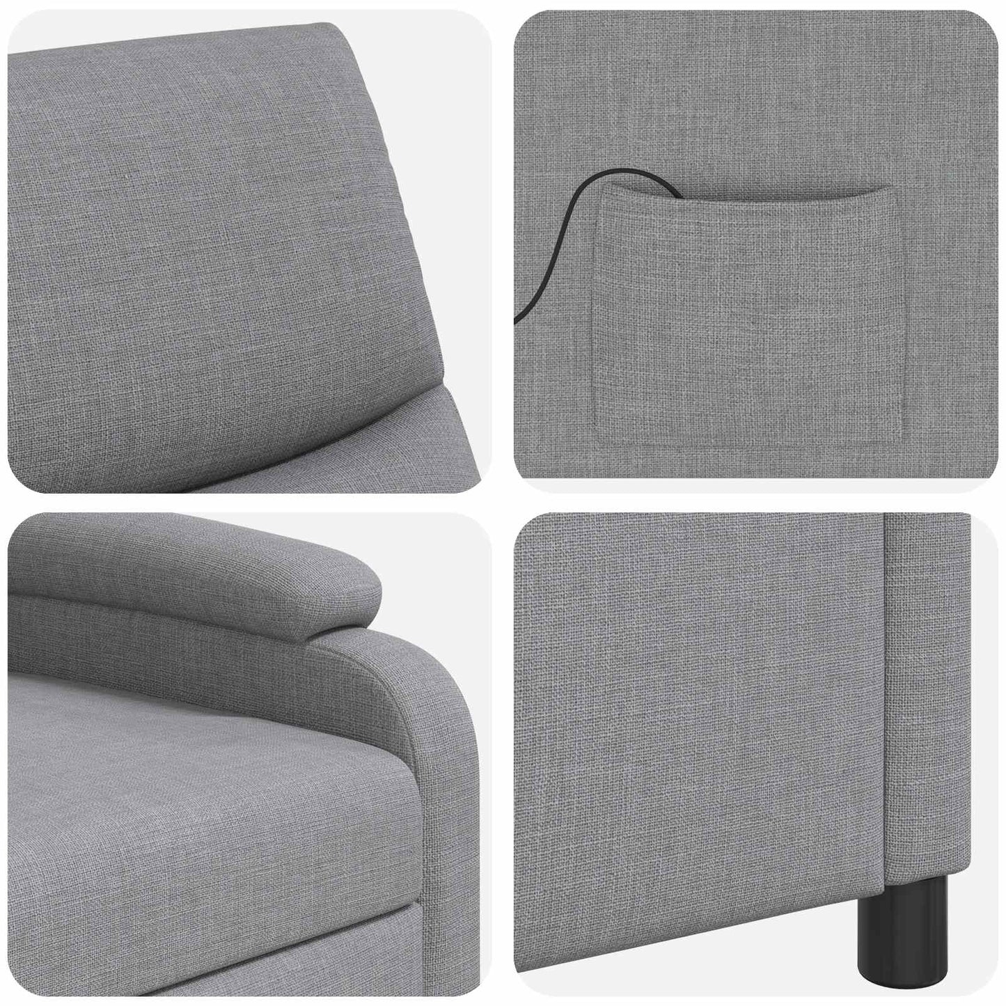Massage Recliner Lichtgrijs Stof
