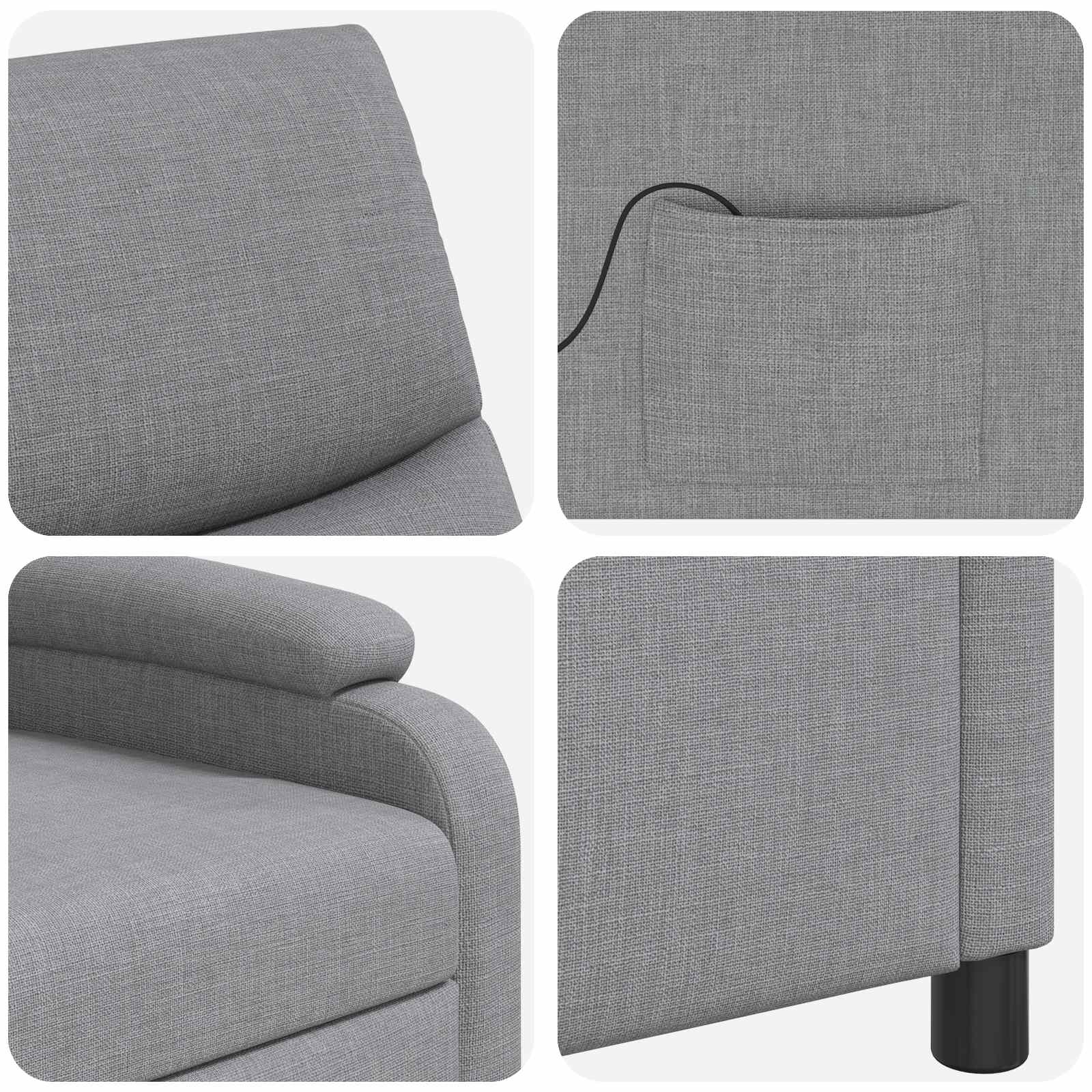 Massage Recliner Lichtgrijs Stof
