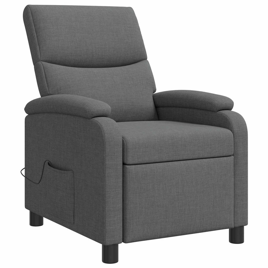 Massage Recliner Donkergrijs Stof