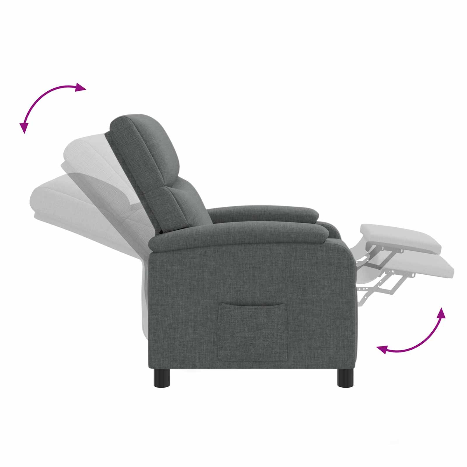 Massage Recliner Donkergrijs Stof
