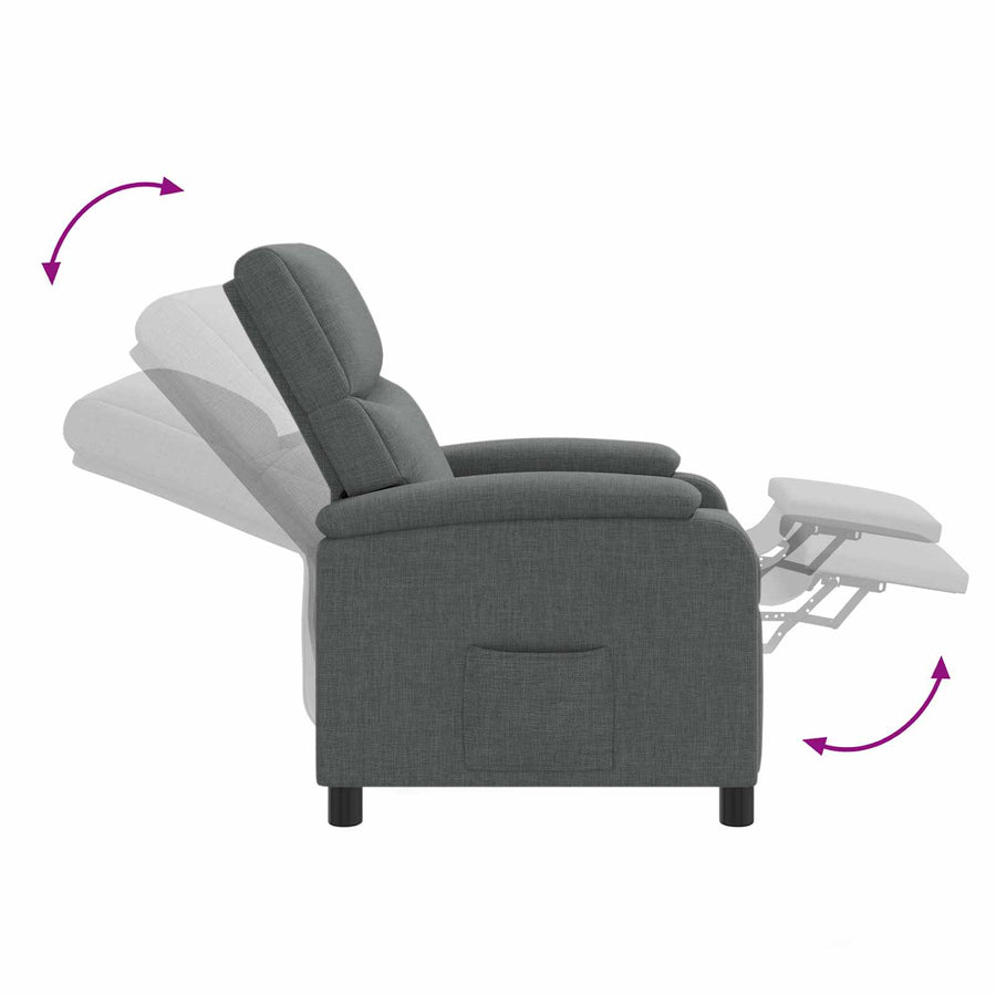 Massage Recliner Donkergrijs Stof