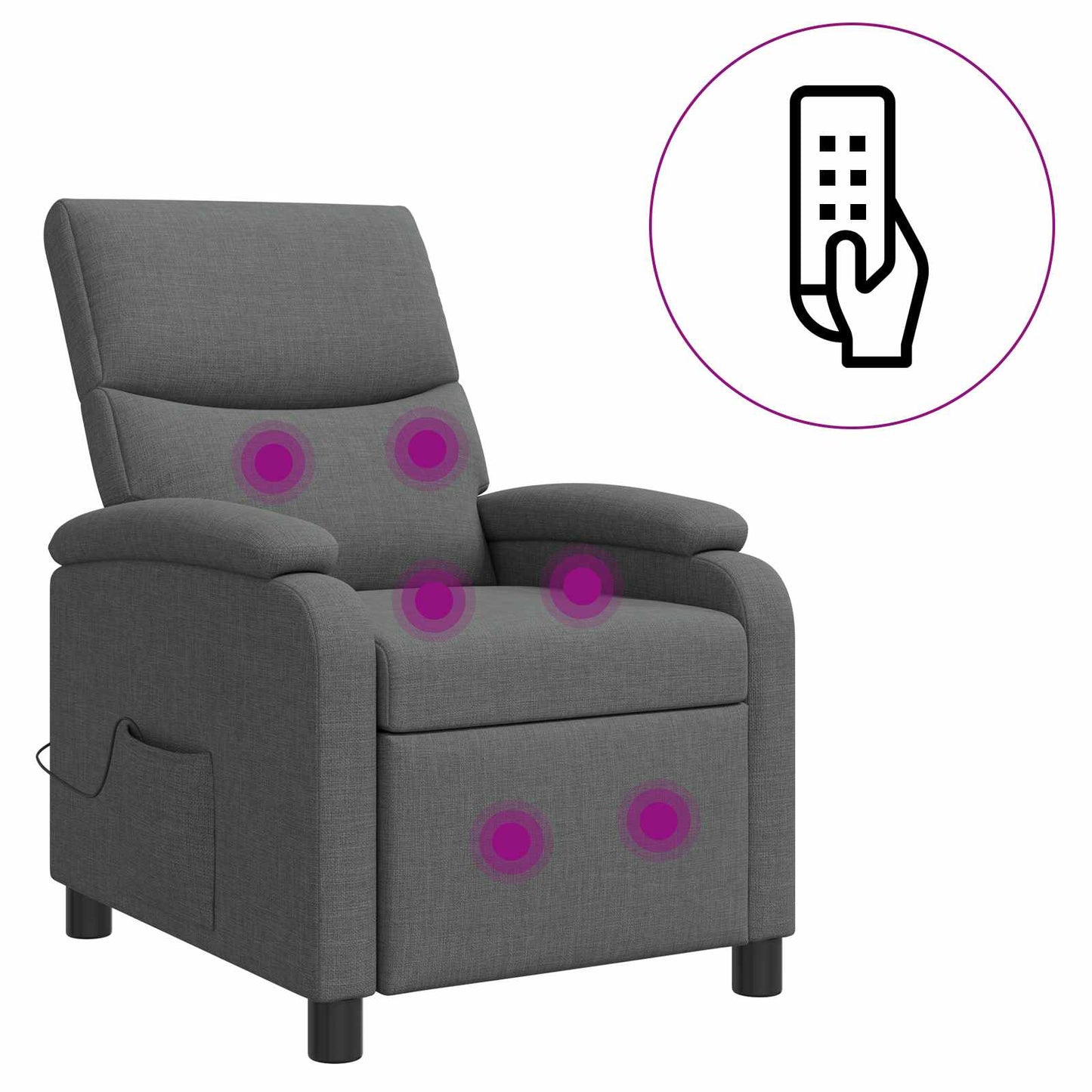 Massage Recliner Donkergrijs Stof