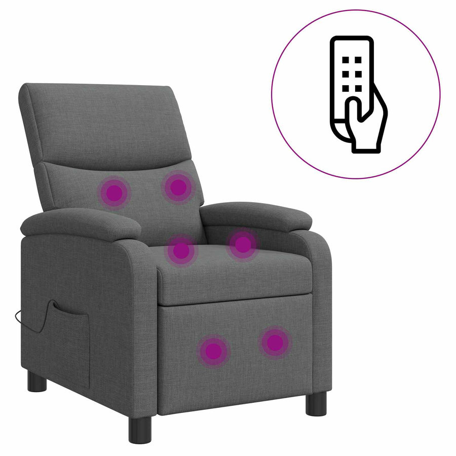 Massage Recliner Donkergrijs Stof