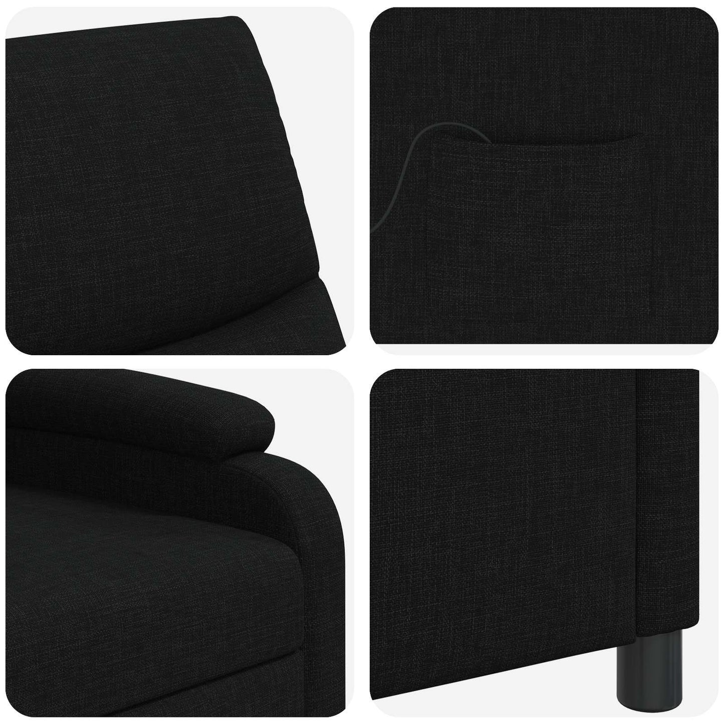 Massage Recliner Zwart Stof