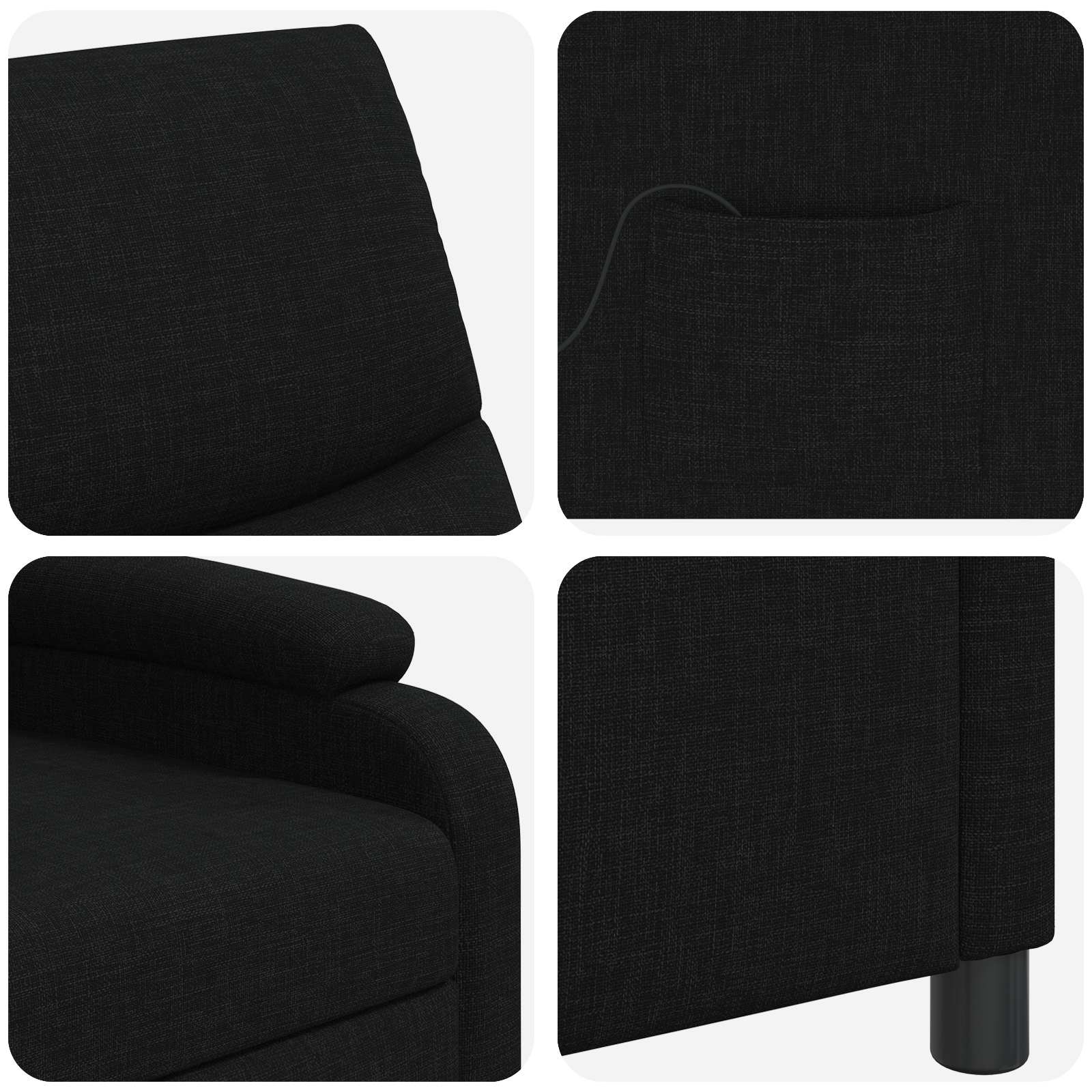 Massage Recliner Zwart Stof