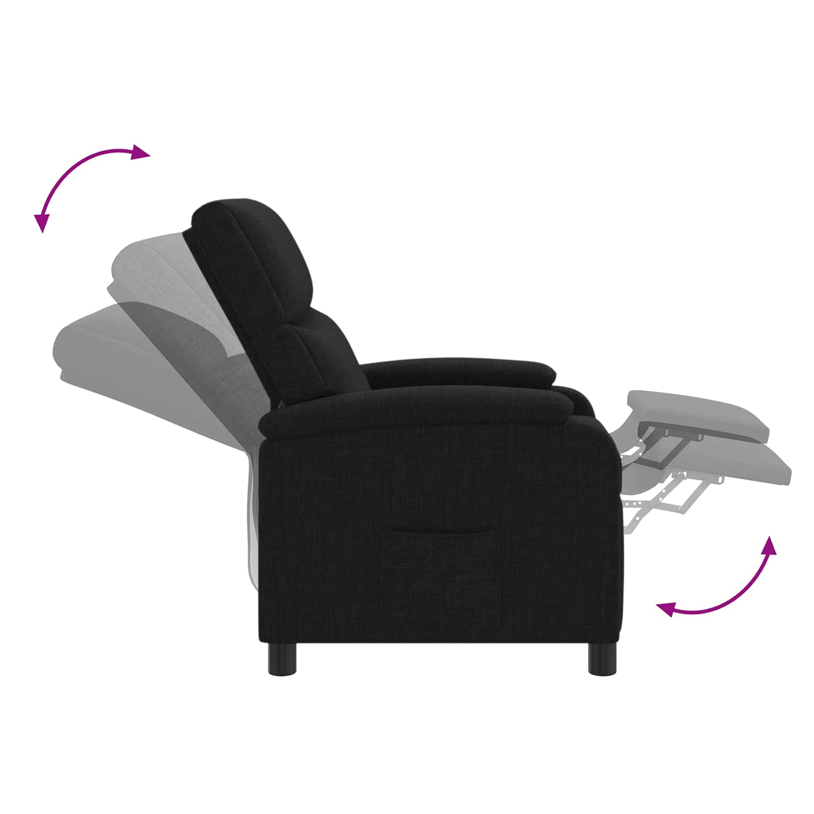 Massage Recliner Zwart Stof