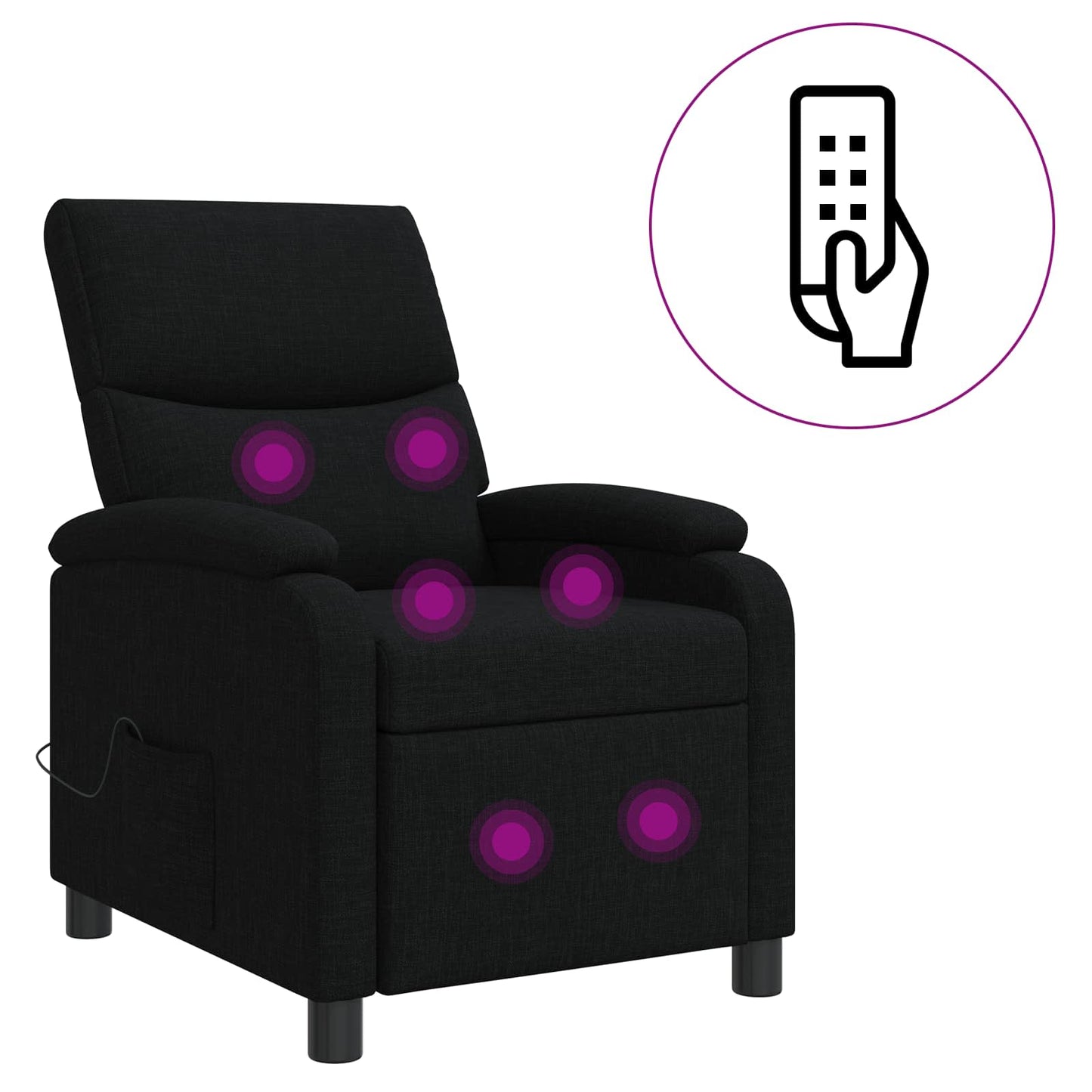 Massage Recliner Zwart Stof