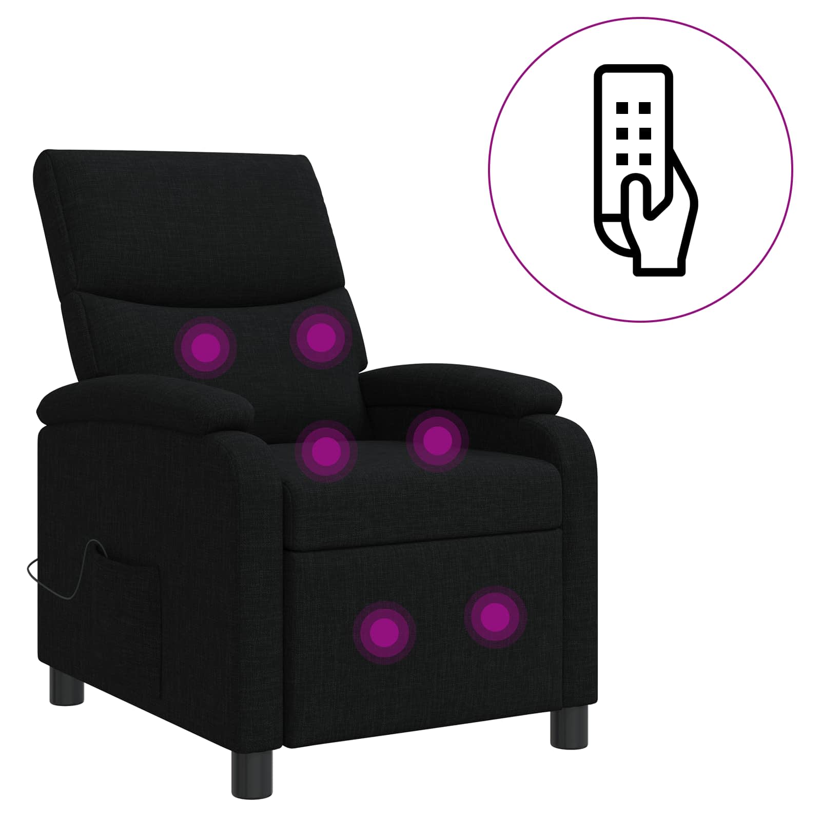 Massage Recliner Zwart Stof