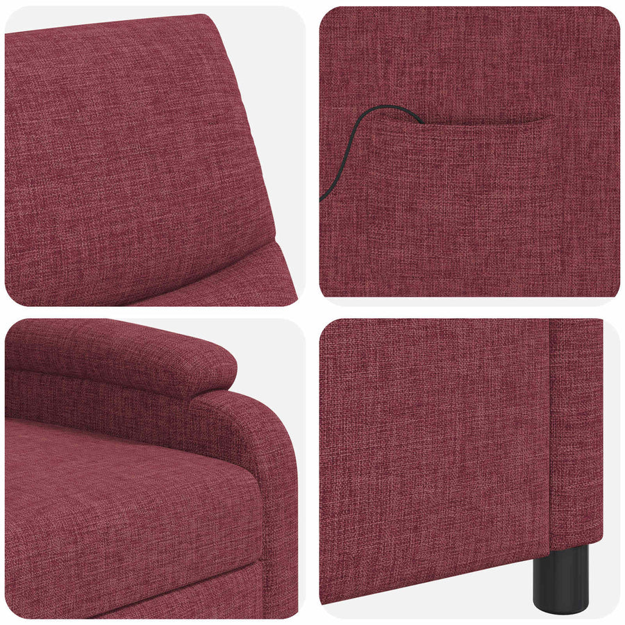 Massage Recliner Wijnrood Stof