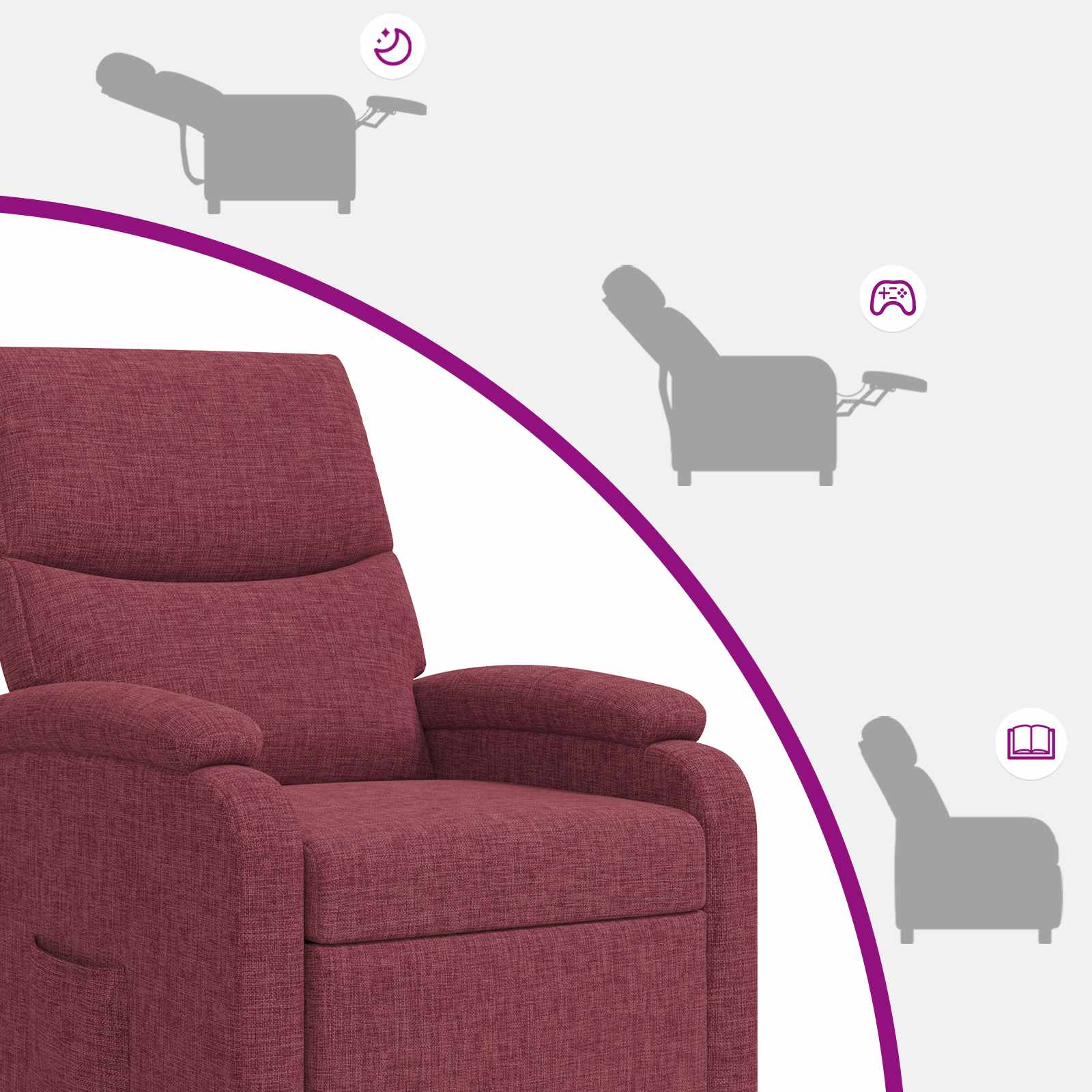 Massage Recliner Wijnrood Stof