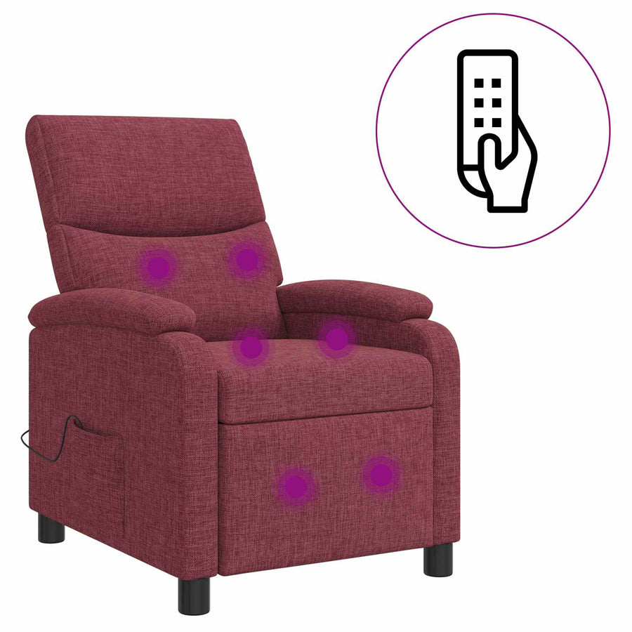 Massage Recliner Wijnrood Stof