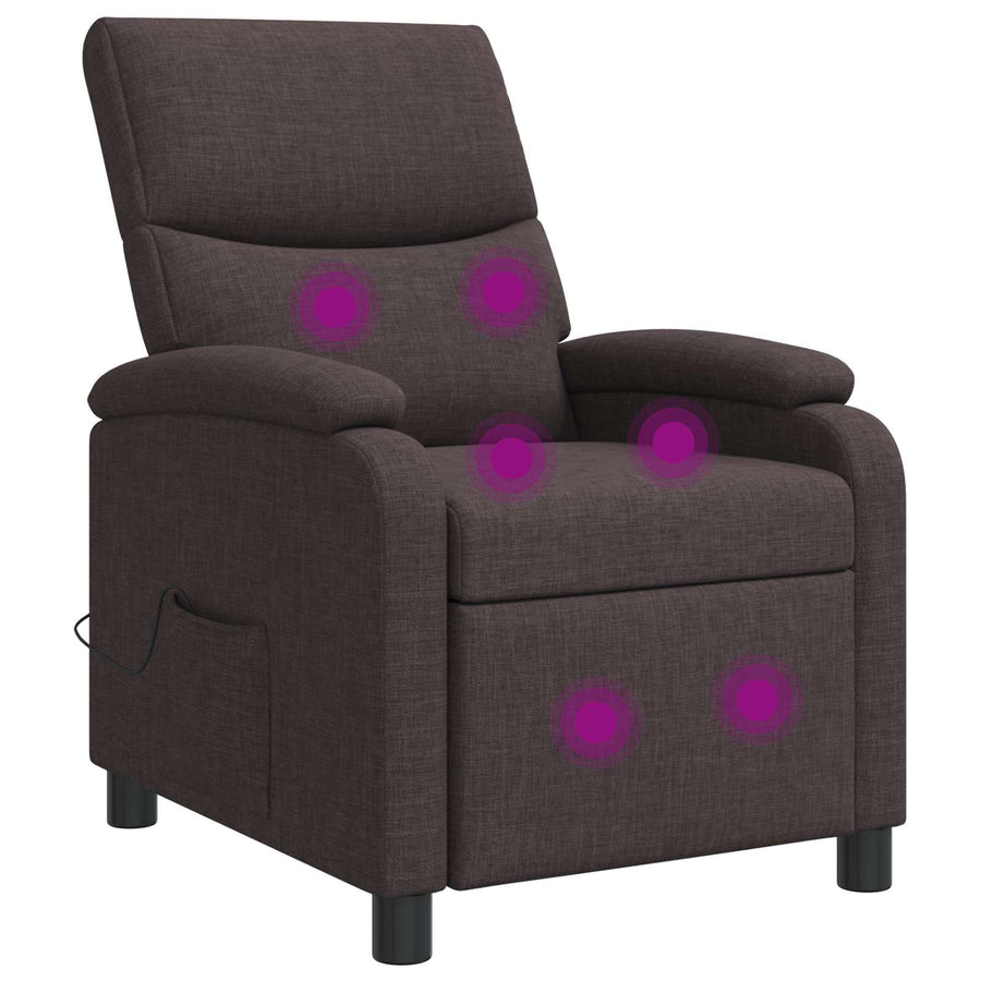 Massage Recliner Donkerbruin Stof