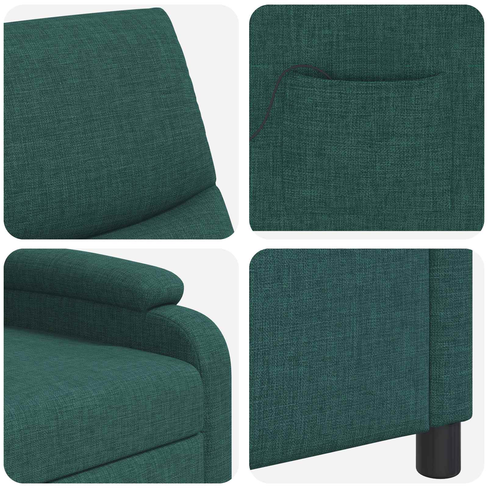 Massage Recliner Donkergroen Stof