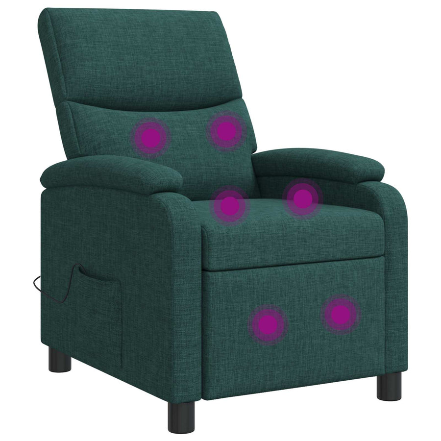Massage Recliner Donkergroen Stof