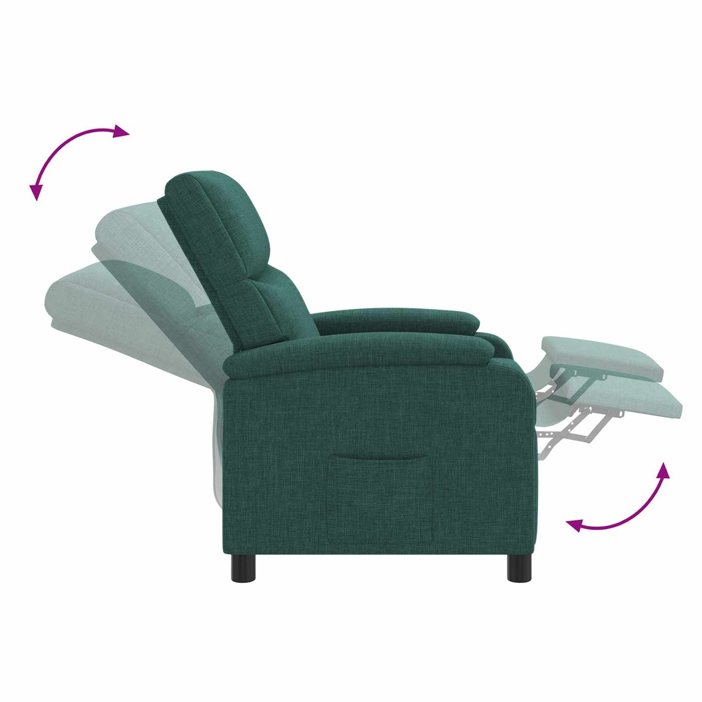 Massage Recliner Donkergroen Stof