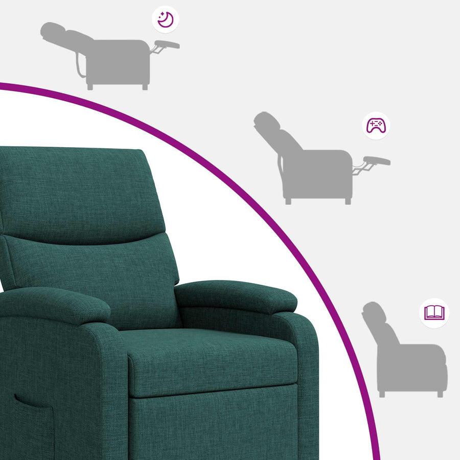 Massage Recliner Donkergroen Stof
