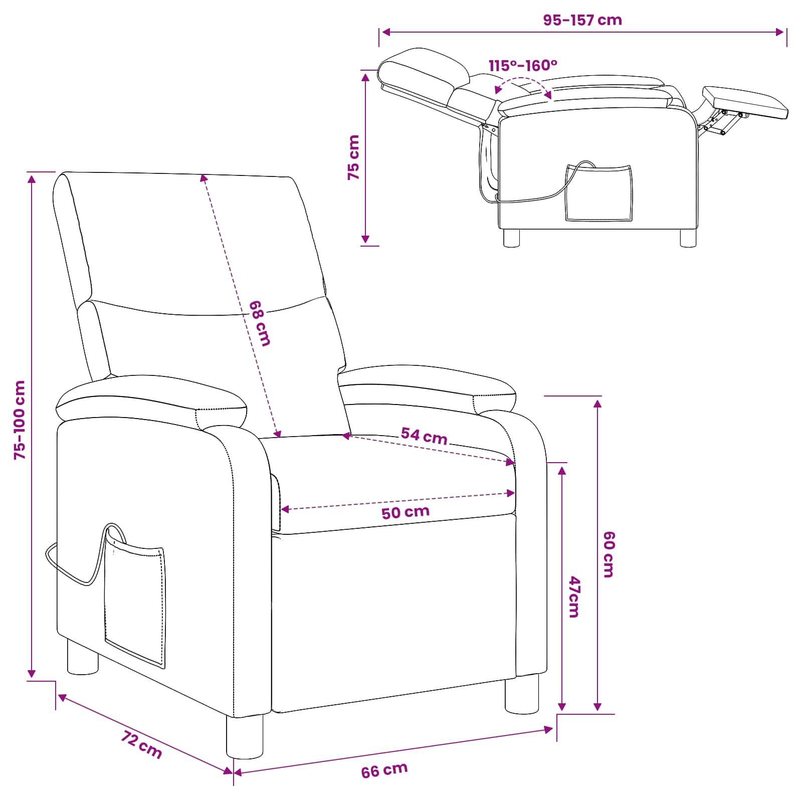 Massage Recliner Donkergroen Stof