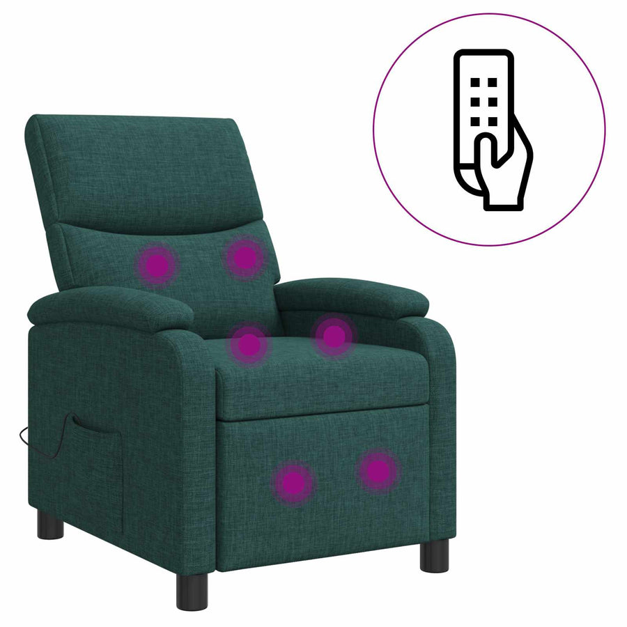 Massage Recliner Donkergroen Stof
