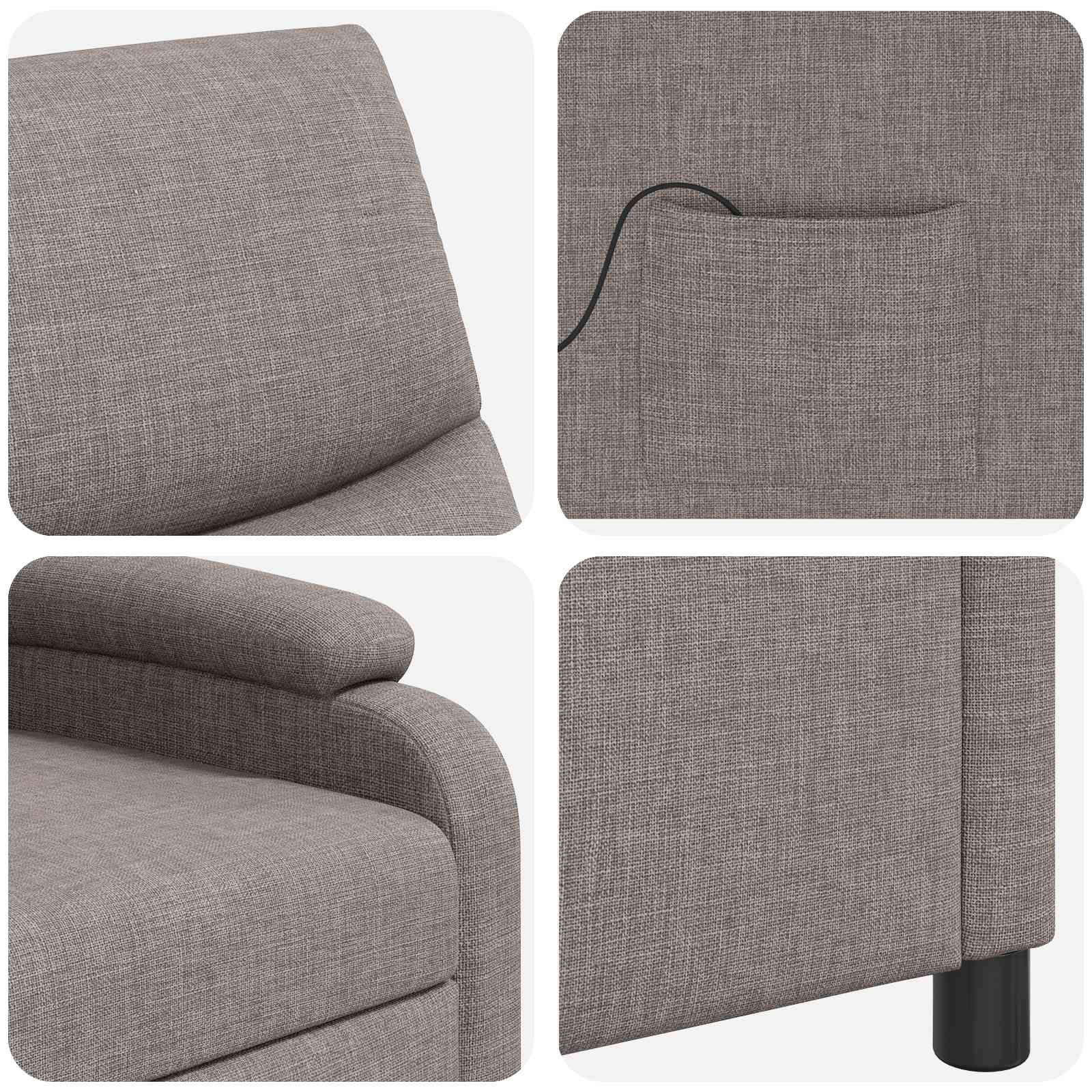 Massage Recliner Taupe Stof