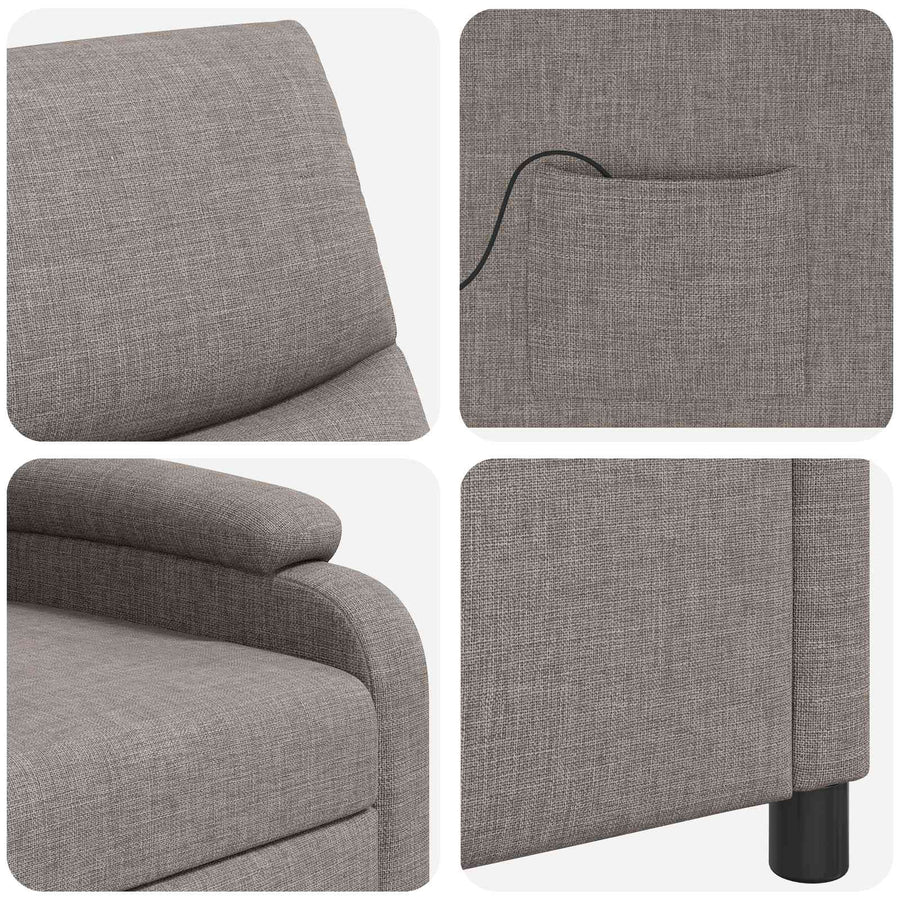 Massage Recliner Taupe Stof