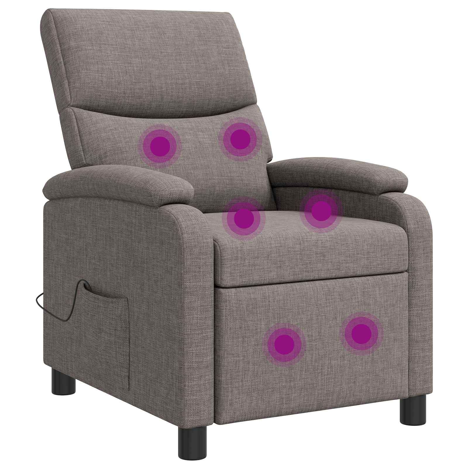 Massage Recliner Taupe Stof