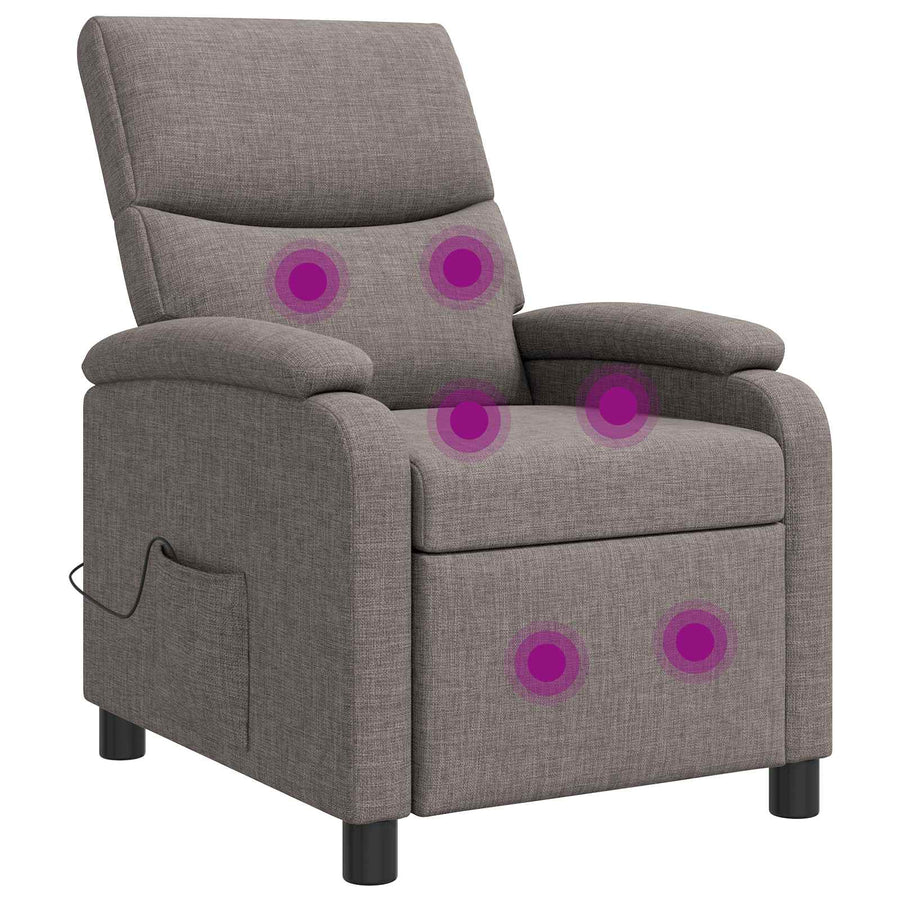 Massage Recliner Taupe Stof